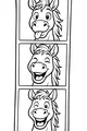 Free Horse Coloring Page - Cartoon Silly Faces Comic Strip (Printable PDF)