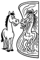 Free Horse Coloring Page - Funny Cartoon Horse in Wavy Mirror (Printable PDF)