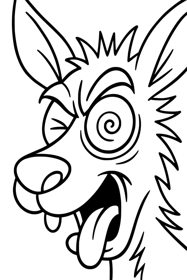 Free Kangaroo Coloring Page - Silly Cartoon Face With Spiral Eye (Printable PDF)