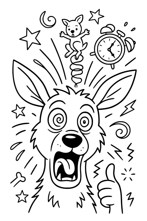 Free Kangaroo Coloring Page - Surprised Kangaroo With Bouncing Joey (Printable PDF)