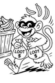 Free Monkey Coloring Page - Masked Banana Bandit Running With Loot (Printable PDF)