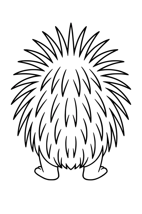 Free Porcupine Coloring Page - Funny Spiky Back View (Printable PDF)