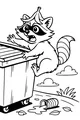 Free Raccoon Coloring Page - Banana Hat by a Tippy Trash Can (Printable PDF)