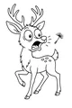Free Deer Coloring Page - Surprised Cartoon Deer With Dandelion Seed (Printable PDF)