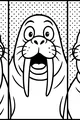Free Walrus Coloring Page - Three Silly Faces in a Row (Printable PDF)