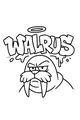Free Walrus Coloring Page - Grumpy Cartoon Walrus With Graffiti Letters (Printable PDF)