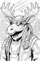 Free Moose Coloring Page - Futuristic City Patrol Moose (Printable PDF)