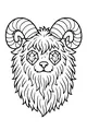 Free Monster Coloring Page - Fuzzy Ram-Horned Creature With Gemstone Eyes (Printable PDF)