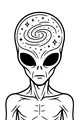 Free Alien Coloring Page - Galaxy Inside Her Head (Printable PDF)