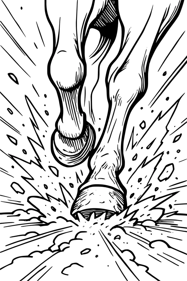 Free Horse Coloring Page - Thundering Hooves on Dusty Trail (Printable PDF)
