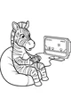 Free Zebra Coloring Page - Gamer Zebra on Bean Bag (Printable PDF)
