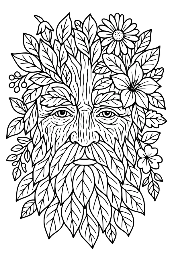 Free Grandpa Coloring Page - Elderly Nature Garden Portrait (Printable PDF)
