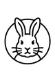 Free Rabbit Coloring Page - Simple Bunny Face in a Circle (Printable PDF)