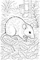 Free Rat Coloring Page - Whiskery Rat in Leafy Yard (Printable PDF)