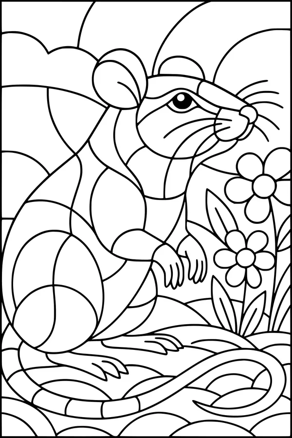 Free Rat Coloring Page - Whiskery Friend in a Sunny Garden (Printable PDF)