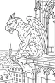 Free Gargoyle Coloring Page - Gothic Rooftop Guardian at Halloween (Printable PDF)