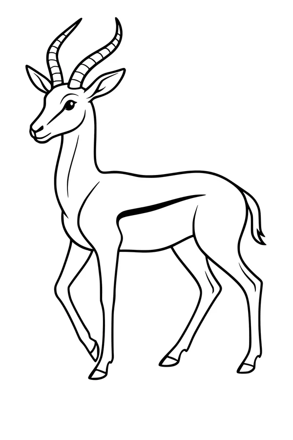 Free Gazelle Antelope Coloring Page - Young Gazelle on a Sunny Stroll (Printable PDF)