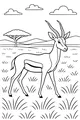 Free Gazelle Antelope Coloring Page - Tall Grass Savanna Scene (Printable PDF)