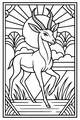 Free Gazelle Coloring Page - Sunrise By The Watering Hole (Printable PDF)
