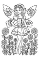 Free Steampunk Fairy Coloring Page - Gadget Wings in a Gear Garden (Printable PDF)