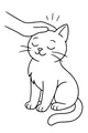 Free Cat Coloring Page - Peaceful Kitty Getting Head Pats (Printable PDF)