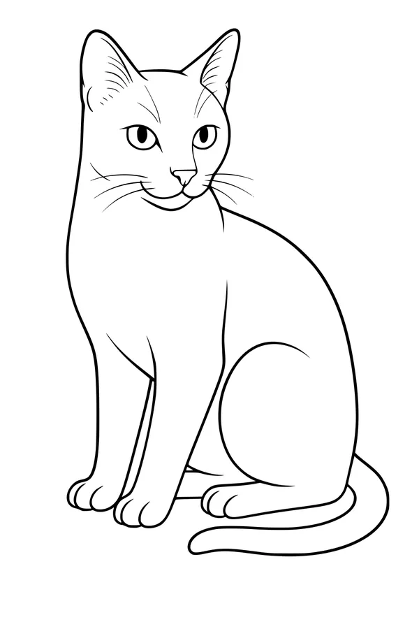Free Cat Coloring Page - Domestic Pet Sitting Upright (Printable PDF)