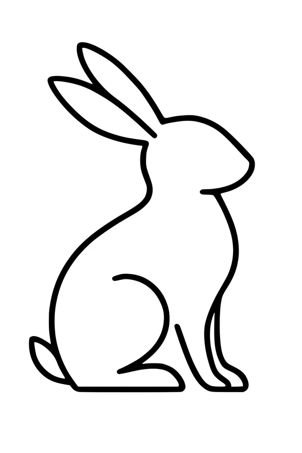 Free Rabbit Coloring Page - Simple Sitting Bunny in Profile (Printable PDF)