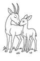 Free Gazelle Coloring Page - Mother Gazelle Nuzzling Calf (Printable PDF)