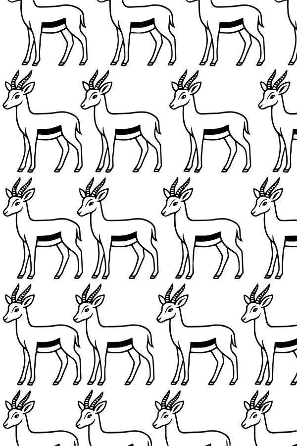 Free Gazelle Antelope Coloring Page - Cute Cartoon Gazelle Pattern (Printable PDF)