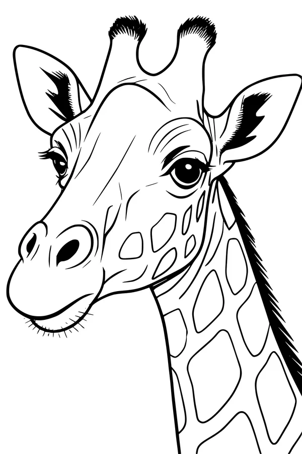 Free Giraffe Coloring Page - Gentle Long-Neck Close-Up (Printable PDF)