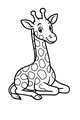 Free Giraffe Coloring Page - Cute Cartoon Giraffe Sitting and Smiling (Printable PDF)