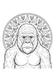 Free Gorilla Coloring Page - Jungle King in Banana Circle (Printable PDF)