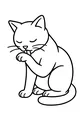 Free Cat Coloring Page - Calm Kitty Licking Her Paw (Printable PDF)
