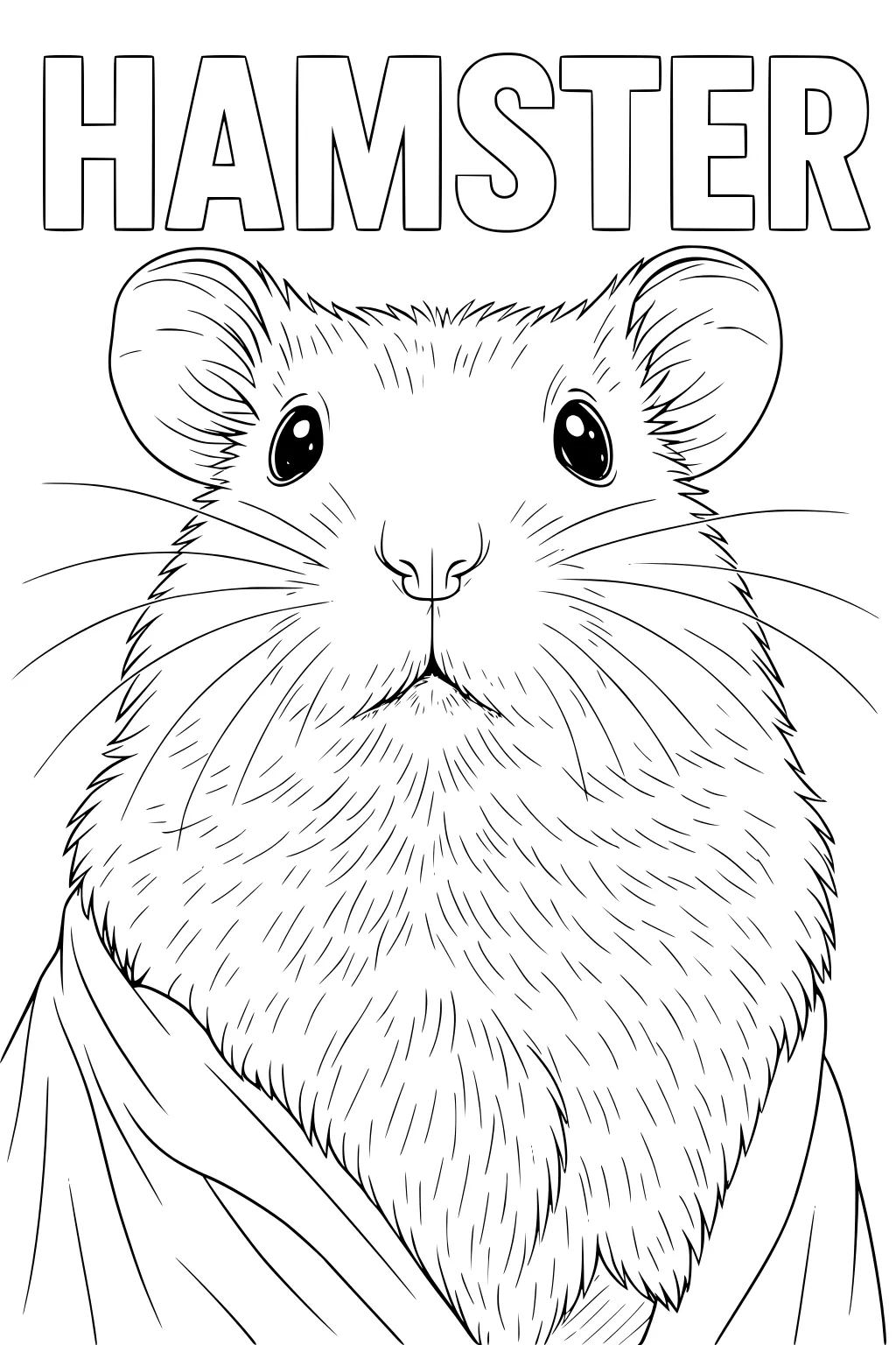 Realistic hamster face wrapped in a blanket with large HAMSTER text above