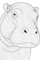 Free Hippopotamus Coloring Page - Gentle Wrinkled Face Close-Up (Printable PDF)