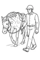 Free Horse Coloring Page - Man Walking Saddled Horse (Printable PDF)