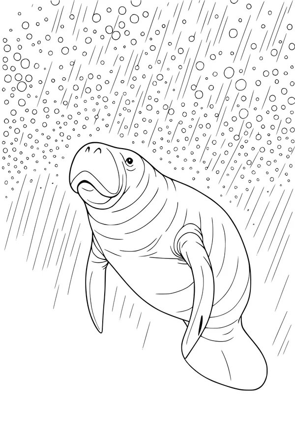 Free Manatee Coloring Page - Gentle Sea Cow Underwater (Printable PDF)