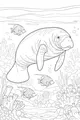 Free Manatee Coloring Page - Gentle Giant in Coral Reef (Printable PDF)