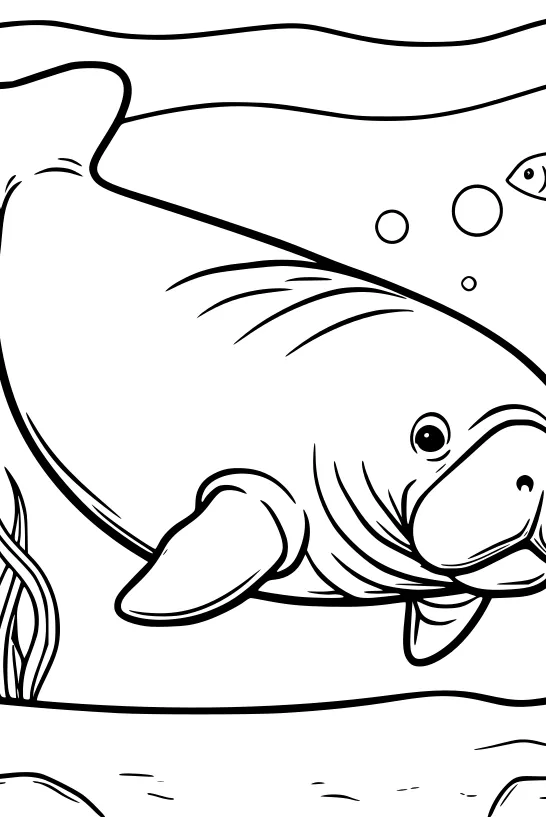 Free Manatee Coloring Page - Gentle Sea Cow Underwater Scene (Printable PDF)