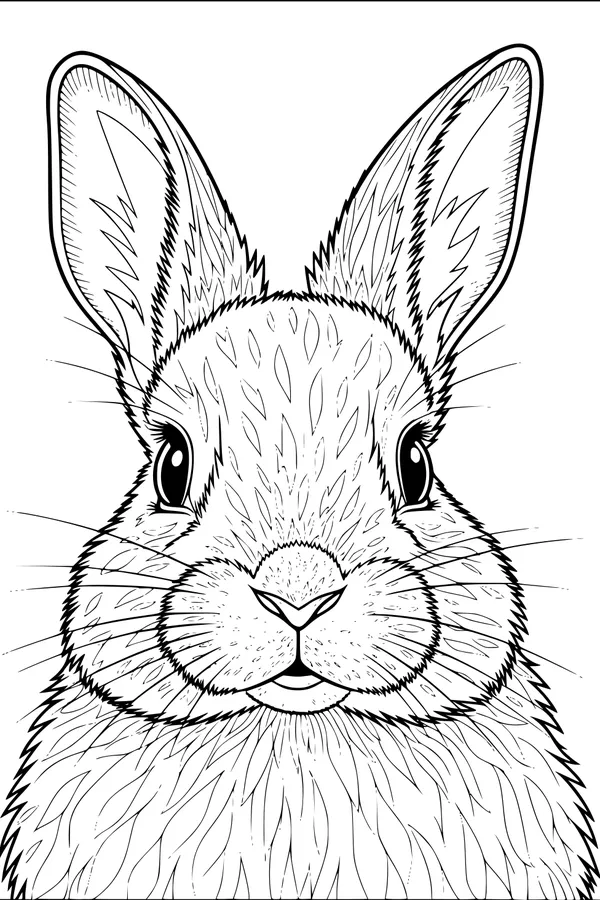 Free Rabbit Coloring Page - Cute Bunny Face Portrait (Printable PDF)