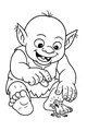 Free Ogre Coloring Page - Gentle Ogre Boy Meets Tiny Frog (Printable PDF)