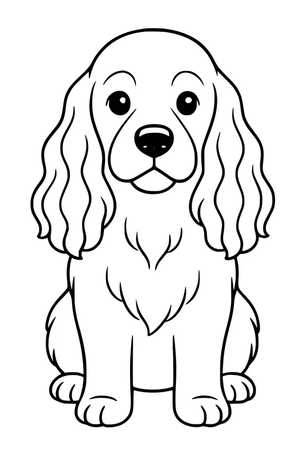 Free Dog Coloring Page - Floppy-Eared Puppy Sitting (Printable PDF)