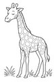 Free Giraffe Coloring Page - Smiling Savannah Friend in Grass (Printable PDF)