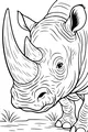 Free Rhinoceros Coloring Page - Big Horned Rhino in Sunny Grass (Printable PDF)