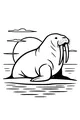 Free Walrus Coloring Page - Sunset Shoreline Scene (Printable PDF)