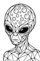 Free Alien Coloring Page - Geometric Gem-Head Portrait With Moon Dots (Printable PDF)