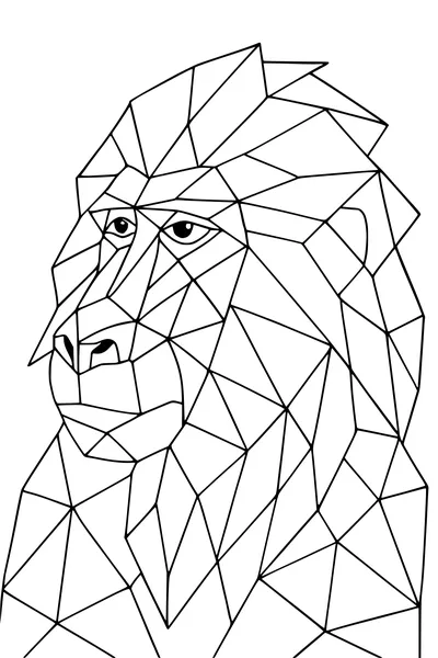 Free Baboon Coloring Page - Geometric Jungle Baboon Head (Printable PDF)