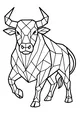 Free Bull Coloring Page - Geometric Bull With Bold Horns (Printable PDF)