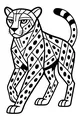 Free Cheetah Coloring Page - Geometric Spotted Cheetah in Savannah (Printable PDF)