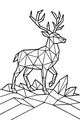 Free Reindeer Coloring Page - Geometric Low-Poly Christmas Stag (Printable PDF)